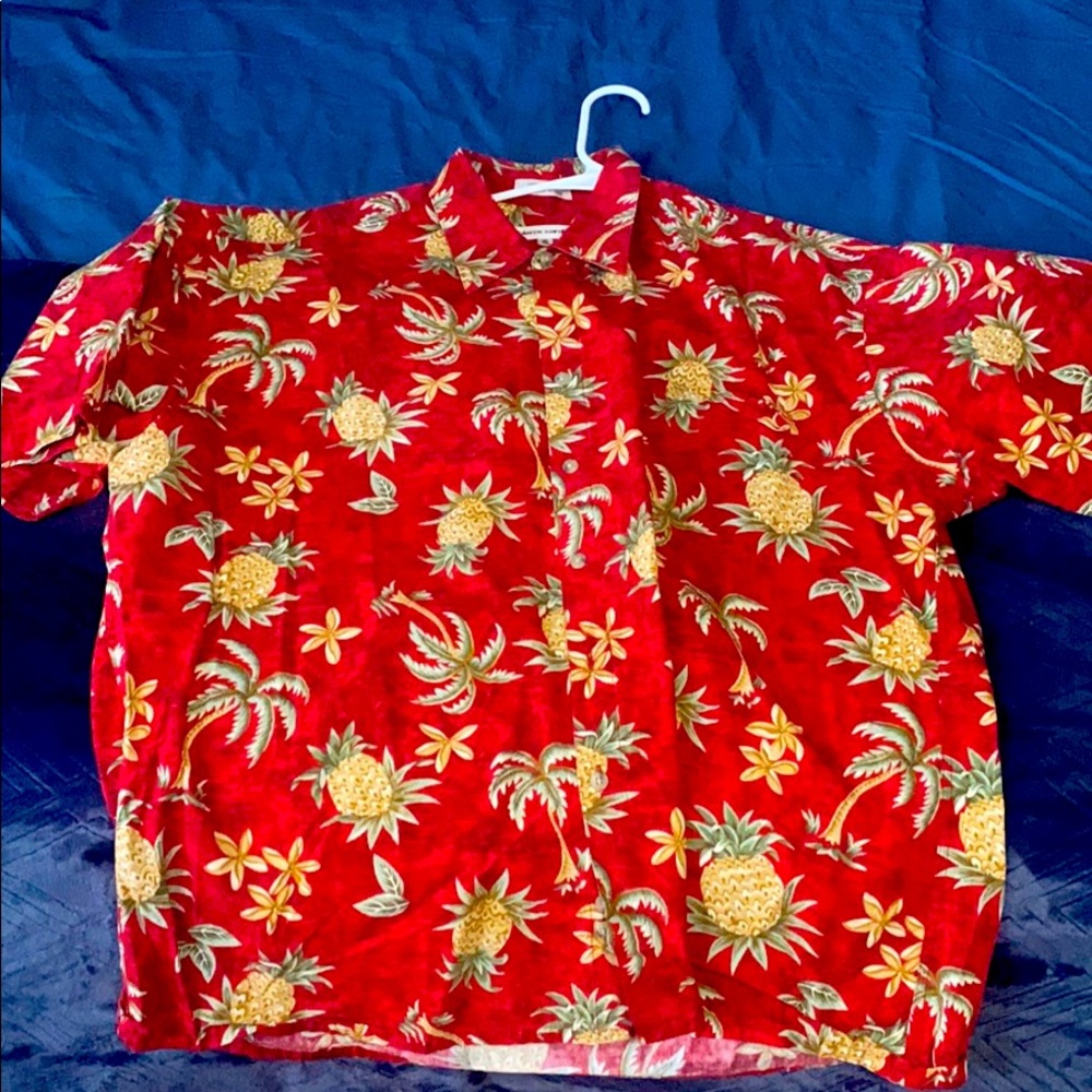 Pierre Cardin XL red Hawaiian button down shirt
